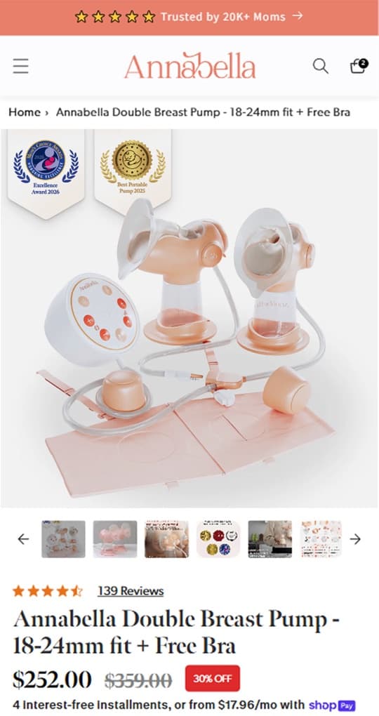 Annabella product page design